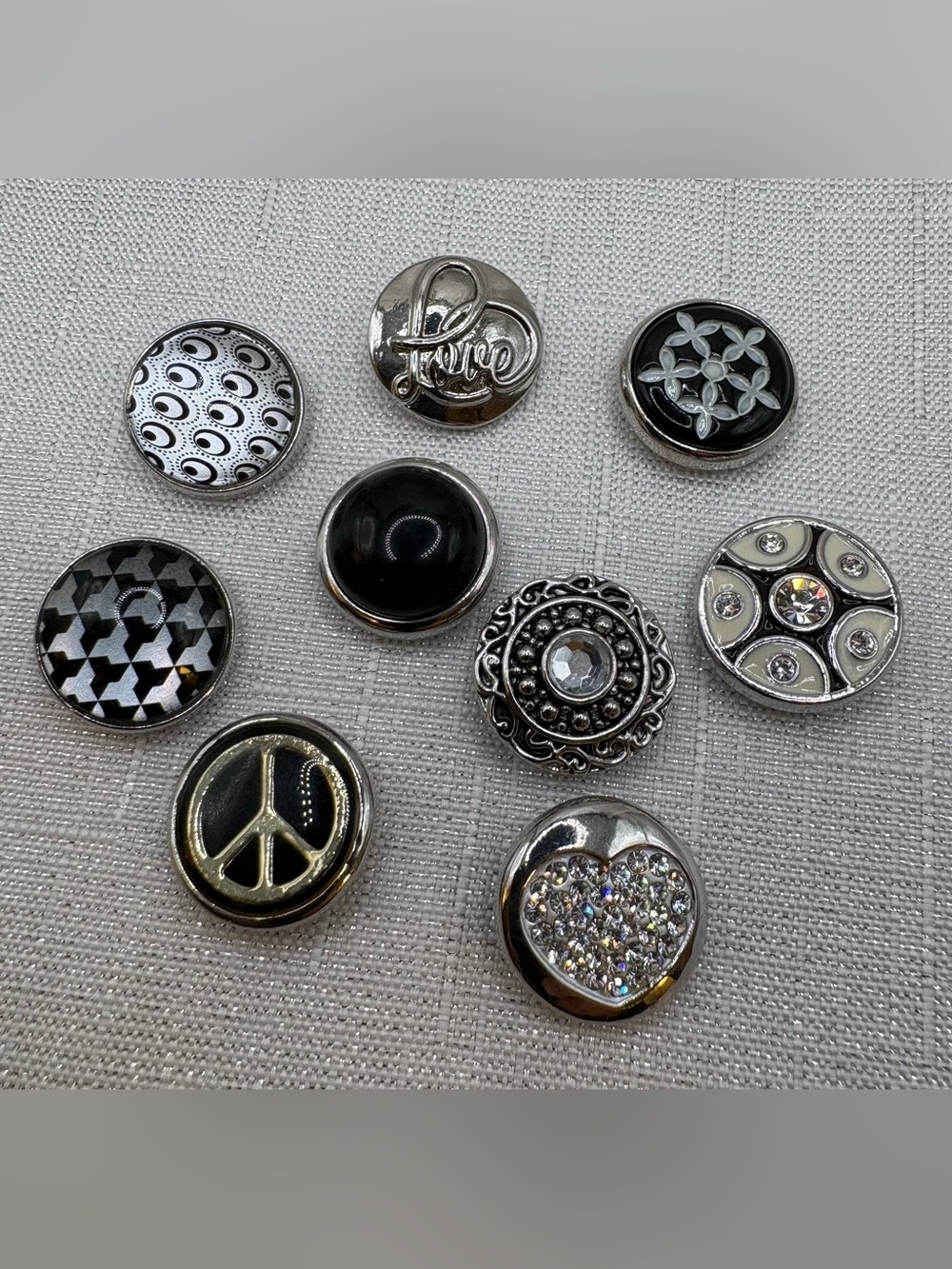 SALE - NEUTRALS BUNDLE - SET of 9 - Snap Button Charms - 18mm/20mm